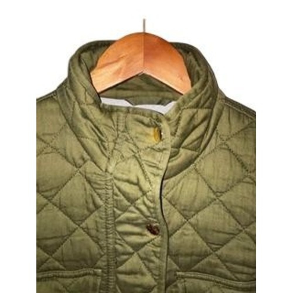 J.Crew Quilted  Field Jacket Women Size S Olive Green Moss Utility Barn Coat - Picture 6 of 13